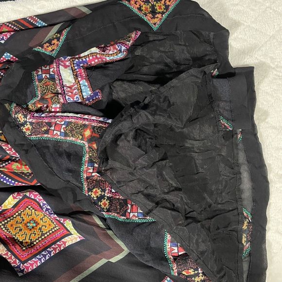 Tanvi Kedia Anthropologie Black Midi Dress Colorful Boho Wedding Women's Sz 2 - Picture 6 of 9